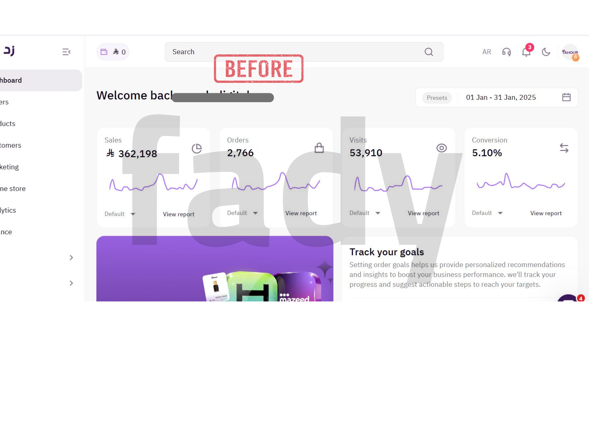 Zid Store before optimization - January